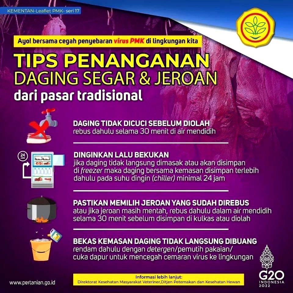 Tips menangani daging yang di duga terkena penyakit mulut dan kuku (PMK)